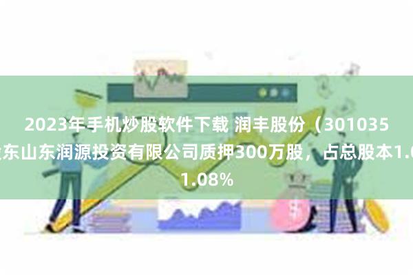 2023年手机炒股软件下载 润丰股份（301035）股东山东润源投资有限公司质押300万股，占总股本1.08%